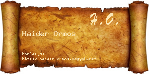 Haider Ormos névjegykártya